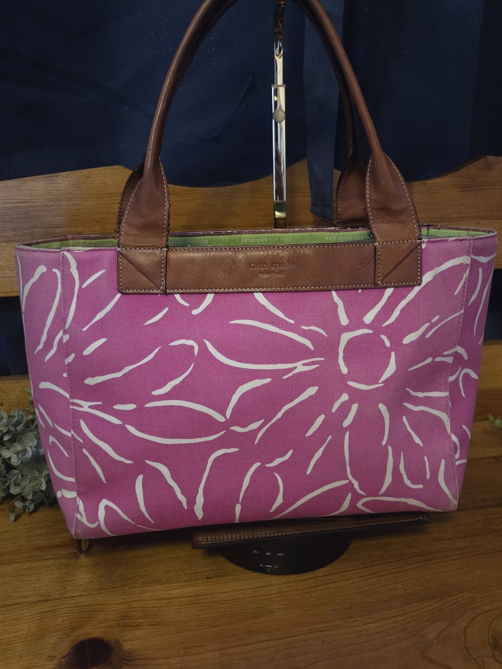Kate Spade Pink Floral Statement Tote | Leather Handles Preppy Chic Classic